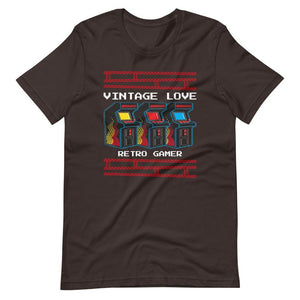 Retro Gaming Shirt - Vintage Love - Arcade Terminals - Brown - Dubsnatch