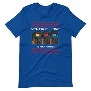 Retro Gaming Shirt - Vintage Love - Arcade Terminals - True Royal - Dubsnatch