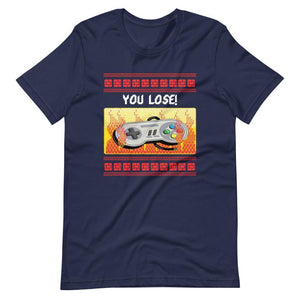 Retro Gaming Shirt - You Lose! - Burning Gamepad - Navy - Dubsnatch