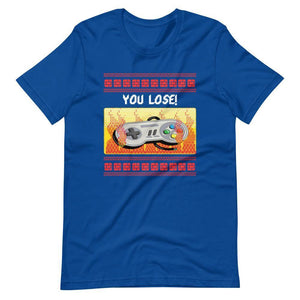 Retro Gaming Shirt - You Lose! - Burning Gamepad - True Royal - Dubsnatch