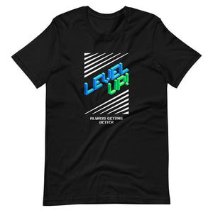Retro Gaming T-Shirt - Level Up! - Pixelated Screen - Alternative - Black - Dubsnatch