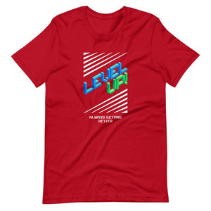 Retro Gaming T-Shirt - Level Up! - Pixelated Screen - Alternative - Red - Dubsnatch