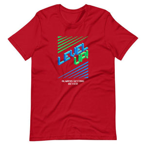 Retro Gaming T-Shirt - Level Up! - Pixelated Screen - Red - Dubsnatch