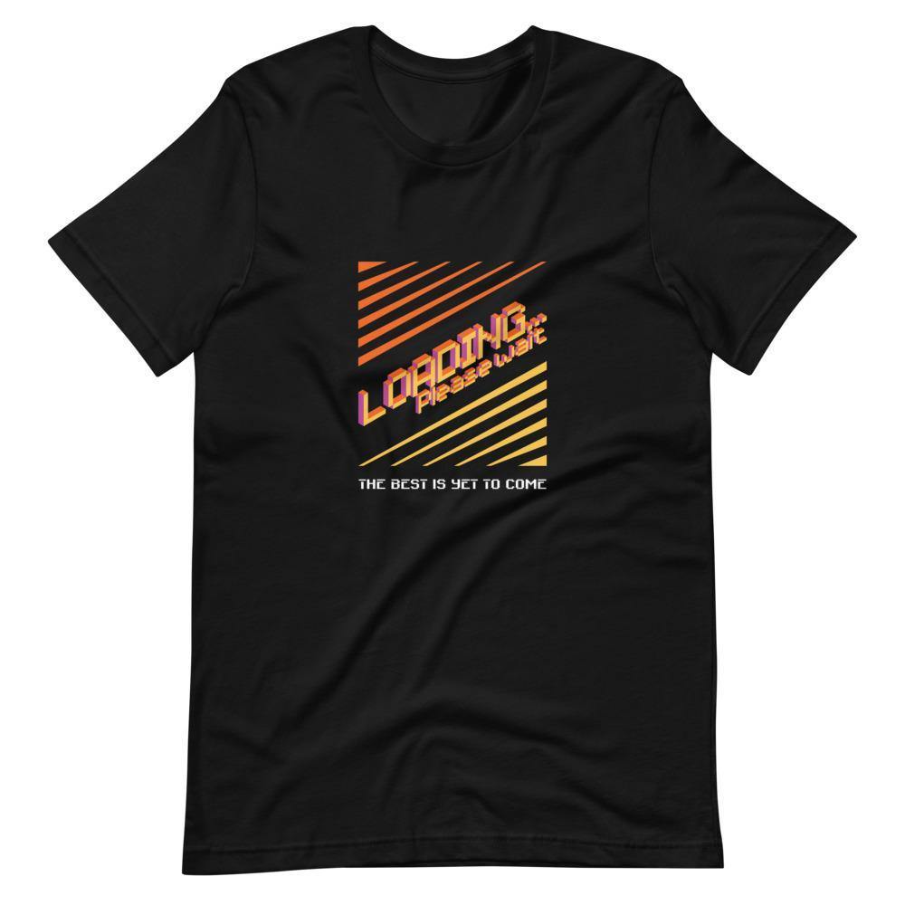 Retro Gaming T-Shirt - Loading Please Wait - Pixelated Screen - Black - Dubsnatch