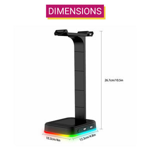 RGB Backlight Headset Stand USB Device Charging Dimensions