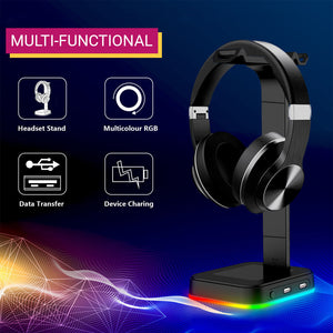 RGB Backlight Headset Stand USB Device Charging Multi-Functional