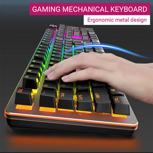 RGB Backlight Mechanical Keyboard Blue Switch Ergonomic Metal Design