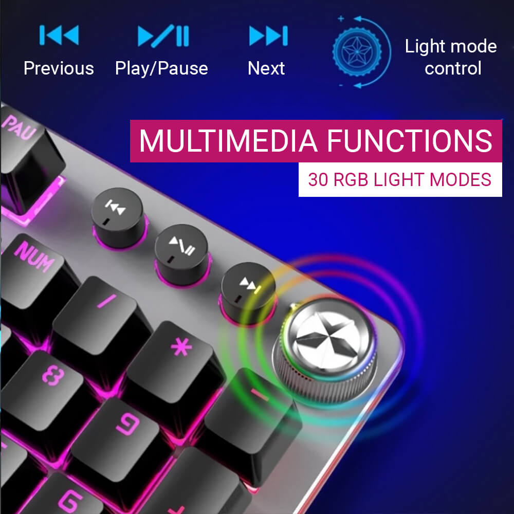 RGB Backlight Mechanical Keyboard Blue Switch Multimedia Functions