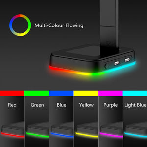 RGB Backlight Modes Headset Stand USB Device Charging