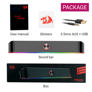 RGB Backlight Stereo Surround Sound Bar 3.5mm AUX USB Package