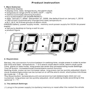 RGB Lighting Digital Alarm Clock Temperature Instructions