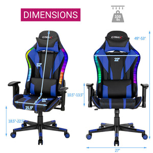 RGB Lighting Gaming Chair Reclining Backrest Synthetic Leather Dimensions