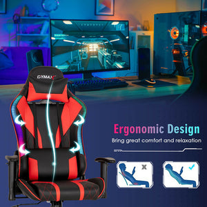 RGB Lighting Gaming Chair Reclining Backrest Synthetic Leather Ergonomic Design