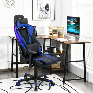 RGB Lighting Gaming Chair Reclining Backrest Synthetic Leather Picture