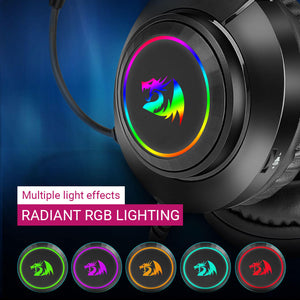 RGB Lighting Over-Ear Headset Microphone 3.5mm Jack USB