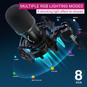 RGB Lighting Rocket Cardioid Microphone Arm Stand Shock Mount