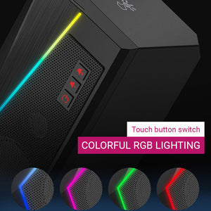 2.0 RGB Lighting Stereo Surround Sound Speakers AUX 3.5mm USB