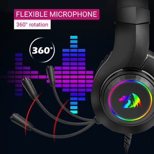 RGB Over-Ear Headset Flexible Microphone 3.5mm Jack USB