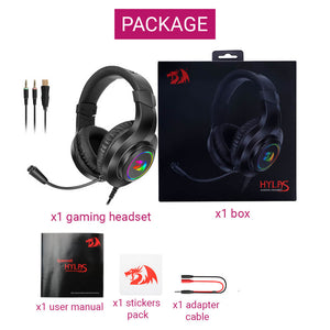 RGB Over-Ear Headset Microphone 3.5mm Jack USB Package