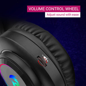 RGB Over-Ear Headset Microphone 3.5mm Jack USB Volume Control Wheel