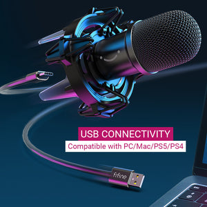 RGB Rocket Cardioid Microphone Arm Stand Shock Mount USB Connectivity