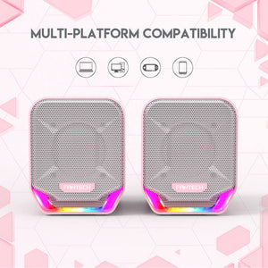 RGB Speakers Stereo Multimedia Jack USB Multi Compatibility
