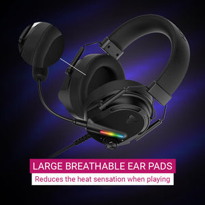 RGB 7.1 Surround Sound Black Gaming Headset Mic USB Breathable Ear Pads