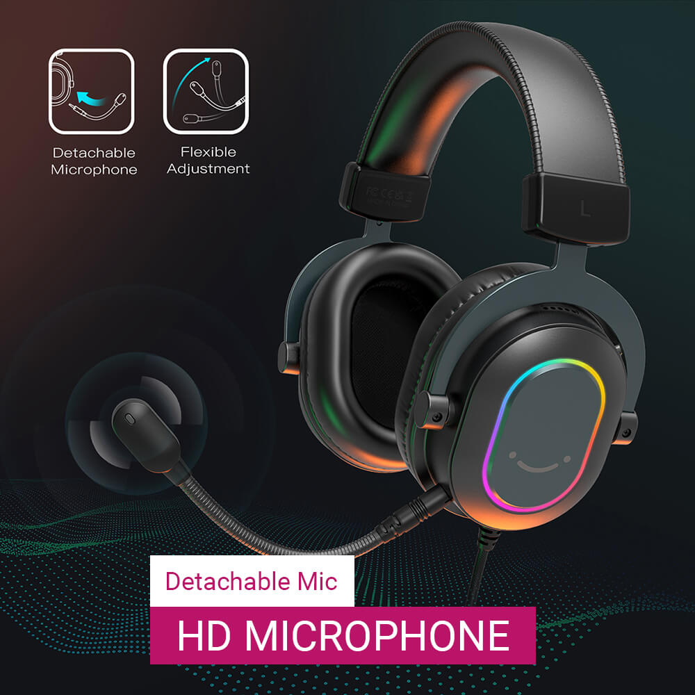 RGB 7.1 Surround Sound Headset Detachable Microphone USB Lightweight