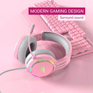 RGB Surround Sound Headset Microphone 3.5mm Jack Modern Gaming Design