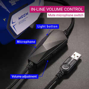 RGB 7.1 Surround Sound Mecha Headset Microphone USB In-line Volume Control