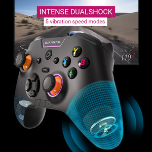 RGB 2.4GHz Wireless Competitive Tri-Mode Controller DualShock PC Adjustable Shock Speed