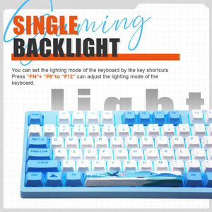 Slim Anime Mechanical Keyboard Hotswap Single-Color White Backlight USB