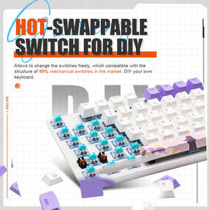 Slim Anime Mechanical Keyboard Hotswappable Keycaps White Backlight USB