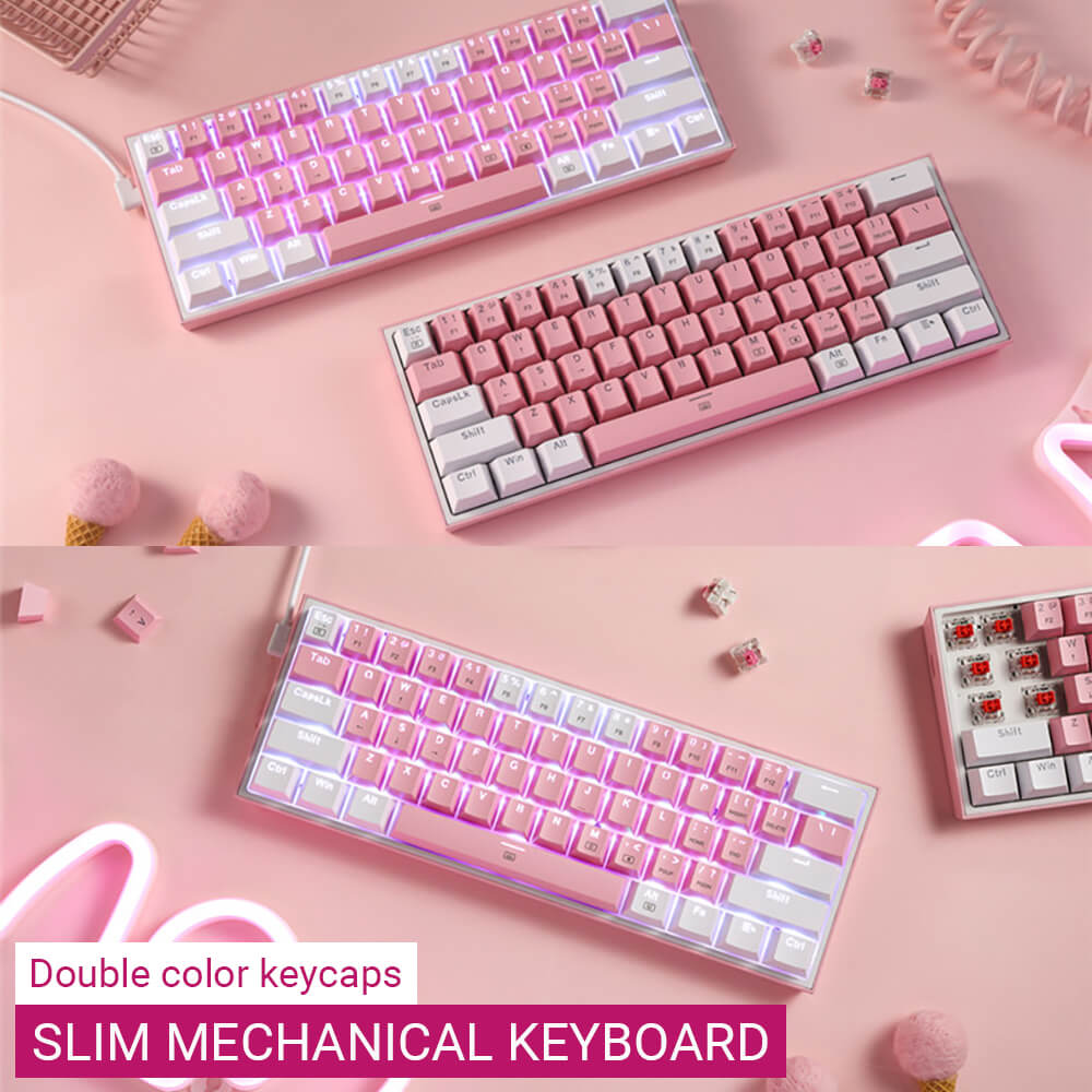 Slim Double Color Mechanical Keyboard RGB Backlight USB