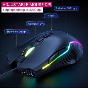 Slim Dragon Combo Mechanical Keyboard Adjustable 3200 DPI Mouse RGB Backlight