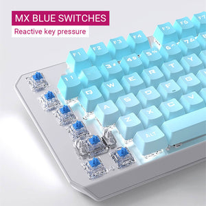 Slim Gradient Mechanical Keyboard White Backlight Hot-Swap MX Blue Switches
