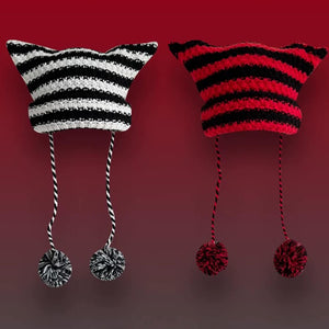 Striped Little Imp Horn Knit Beanie Colors