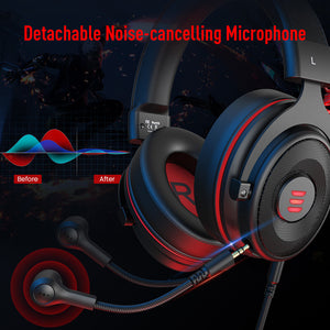 7.1 Surround Sound Headset Detachable Noise Canceling Microphone 3.5mm Jack USB LED