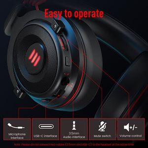 7.1 Surround Sound Headset Microphone 3.5mm Jack USB LED Easy to Use