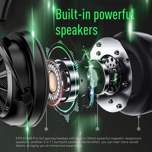 7.1 Surround Sound Headset Microphone Noise Canceling LED Built-in Speakers