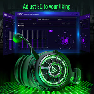 7.1 Surround Sound Headset Microphone Noise Canceling LED Eq Software
