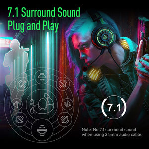 7.1 Surround Sound Headset Microphone Noise Canceling LED Plug and Play