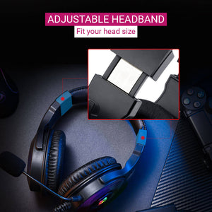 7.1 Surround Sound Over-Ear Headset Mic RGB USB Adjustable Headband