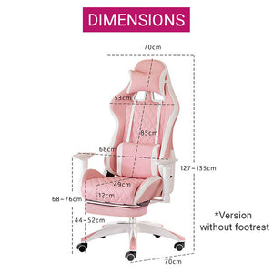 Sweet Pastel Embroidery Gaming Chair Reclining Backrest Armrest Dimensions