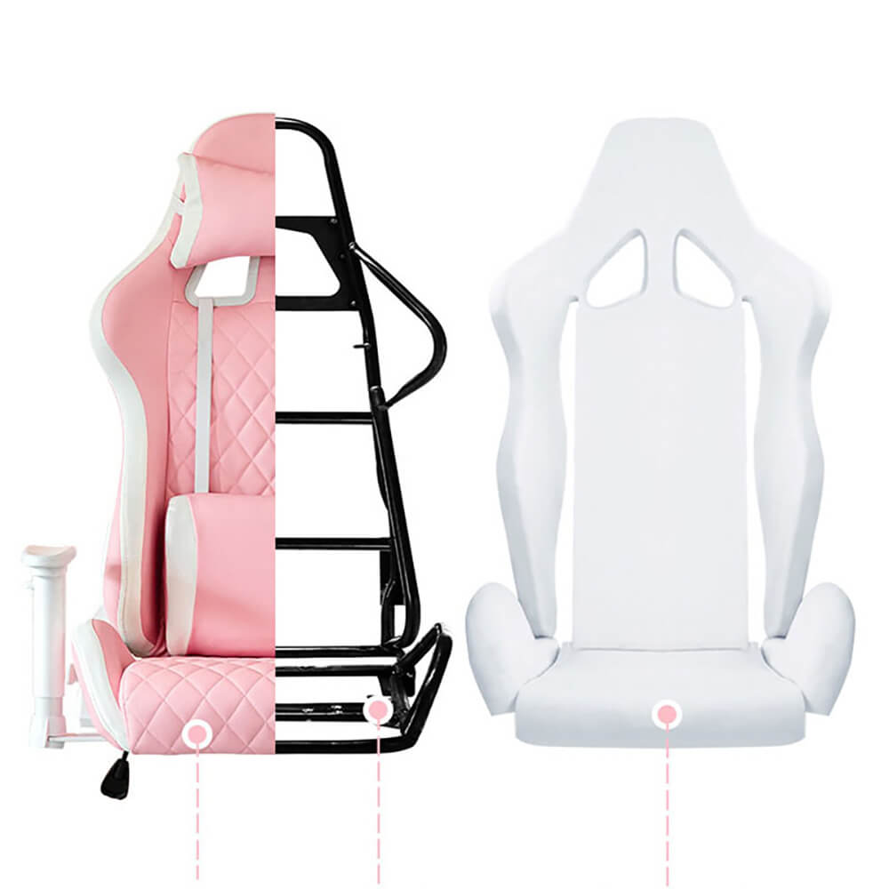 Modern Lumbar Pillow Gaming Chair Reclining Backrest Armrest - Dubsnatch