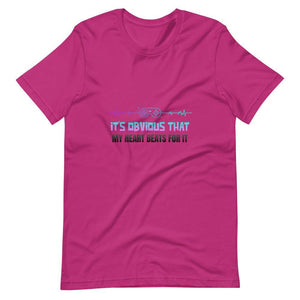 Synthwave T-Shirt - It's Obvious That My Heart Beats For It - Gamepad - Alternative - Berry - Dubsnatch