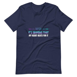 Synthwave T-Shirt - It's Obvious That My Heart Beats For It - Gamepad - Navy - Dubsnatch