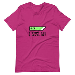 Tee Shirt for Gamer - I Don't Age I Level Up! - Experience Bar - Berry - Dubsnatch