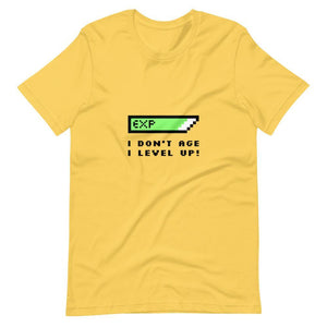 Tee Shirt for Gamer - I Don't Age I Level Up! - Experience Bar - Yellow - Dubsnatch