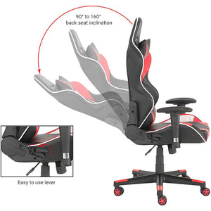 Tri-Color Streamer Gaming Chair 90° to 160° Reclining Backrest Cushion